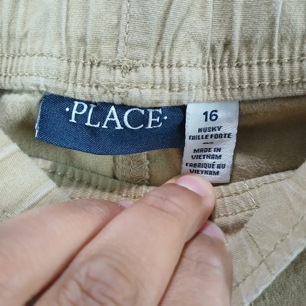 Place Jogger Pants Youth 16 Husky Beige Stretch Classic Fit Drawstring‎ Waist